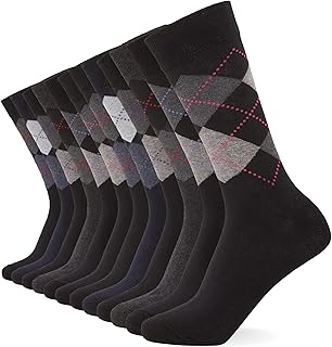 FM London (12-Pack Smart Mens Socks - Breathable Plain, Patterned, & Black Socks Men - Cotton Socks Men Suitable for Work and Casual Wear - Soft, Insulated Mens Ankle Socks with Reinforced Heel & Toe