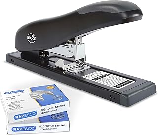 Rapesco 1307 ECO HD-100 Heavy-Duty Stapler with 2000 Type 923/10mm Staples, 100 Sheet Capacity, Black