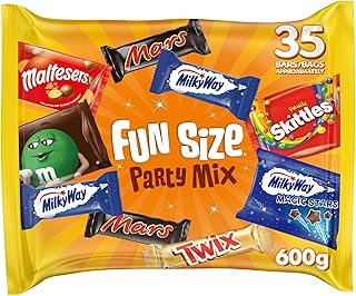 Mars, Twix, Skittles Variety Bulk Pack, Chocolate and sweets Gift Box, Funsize Chocolate bars and Sweets, Ideal for Halloween Party Mix, 600g, 8 Funsize packs