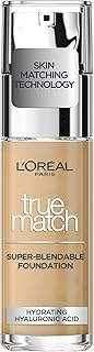 L'Oreal Paris Liquid Foundation, Super-Blendable Skincare, Infused with Hyaluronic Acid, True Match, 4N, 30 ml