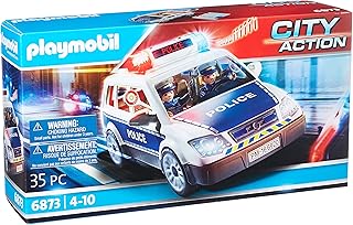 Playmobil 6873 City Action Police Car with sound and light, gifting toy, fun imaginative role-play, playsets suitable for children ages 4+