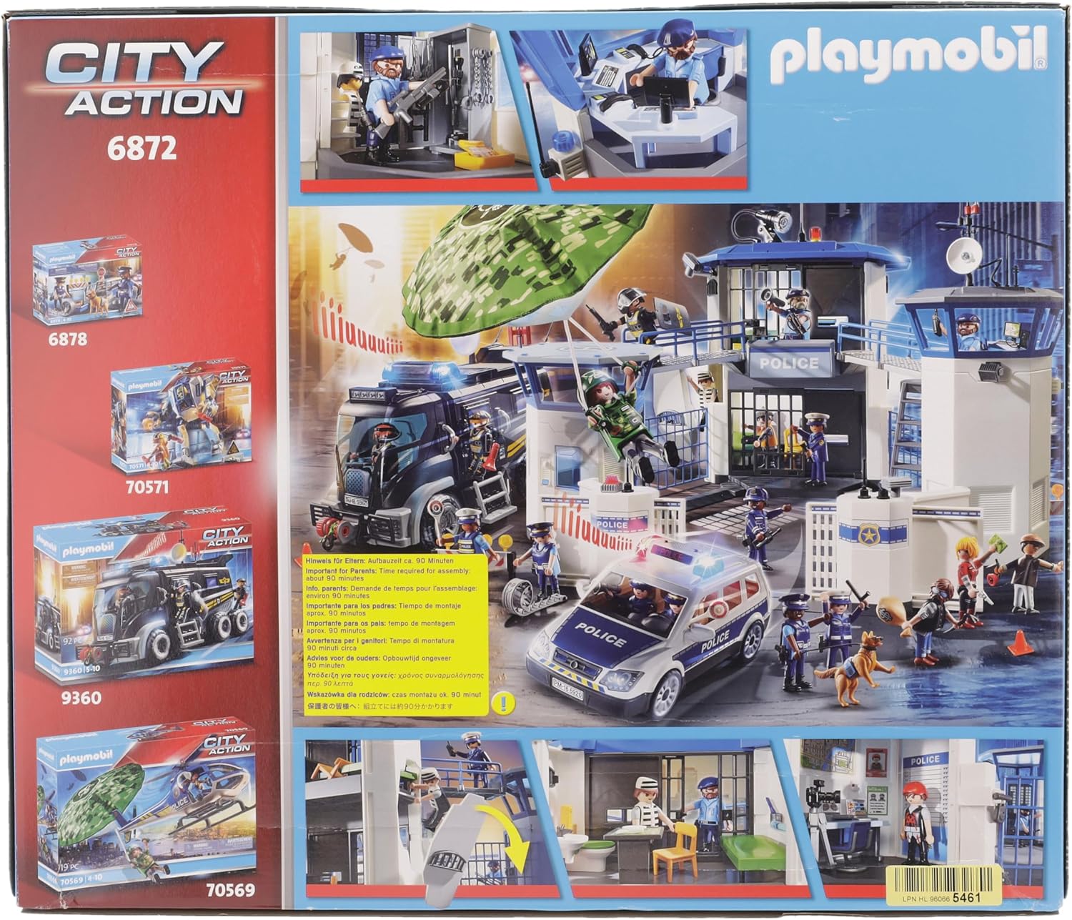 Playmobil 6872 City Action Police Headquarters with Prison, police gifting toy, fun imaginative role-play, playsets suitable for children ages 4+-7