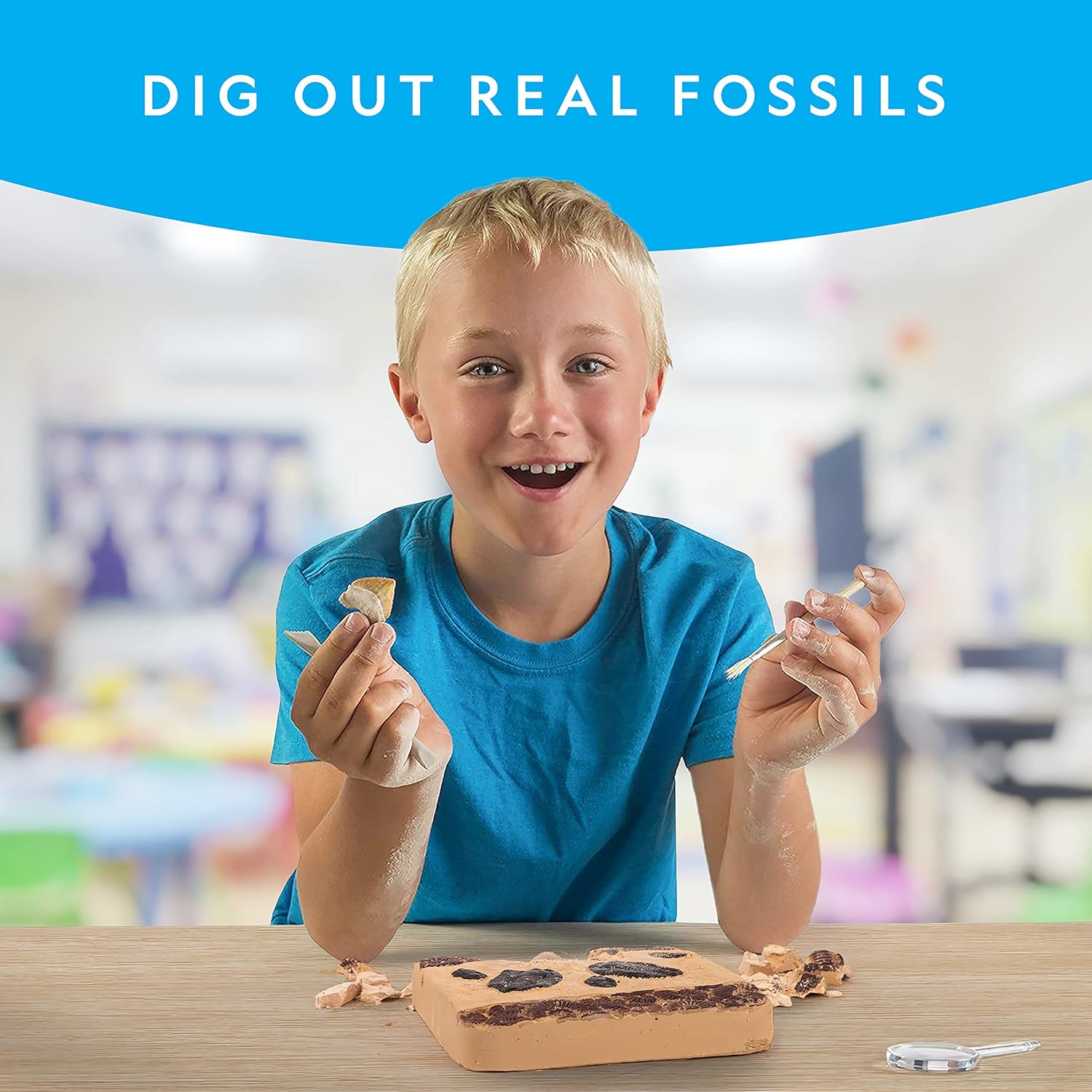 National Geographic Mega Fossil Dig Kit - Excavate 15 Genuine Prehistoric Fossils, Kids Fossil Kit, Educational Toys, Great Science Kit Gift for Girls and Boys (Amazon Exclusive)-1