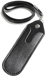 TRIXES Electronic Cigarette Holder - Black Faux Leather Pouch for E Cigarette Pen - Electronic Cigarette Carrying Case Bag Cover with Neck Strap Lanyard