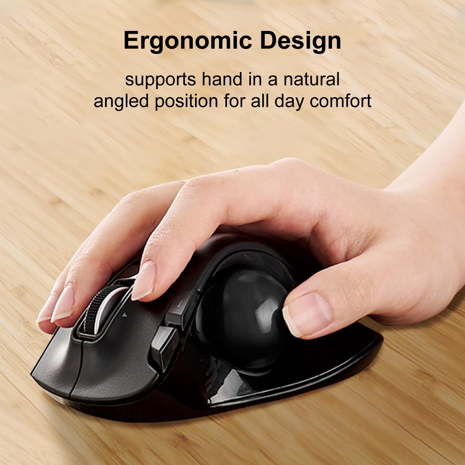 ELECOM Trackball Mouse 2.4GHz Wireless Thumb Control Sculpted Ergonomic Design 6-Button Function, Smooth Tracking, Windows11, macOS (M-XT3DRBK)-1