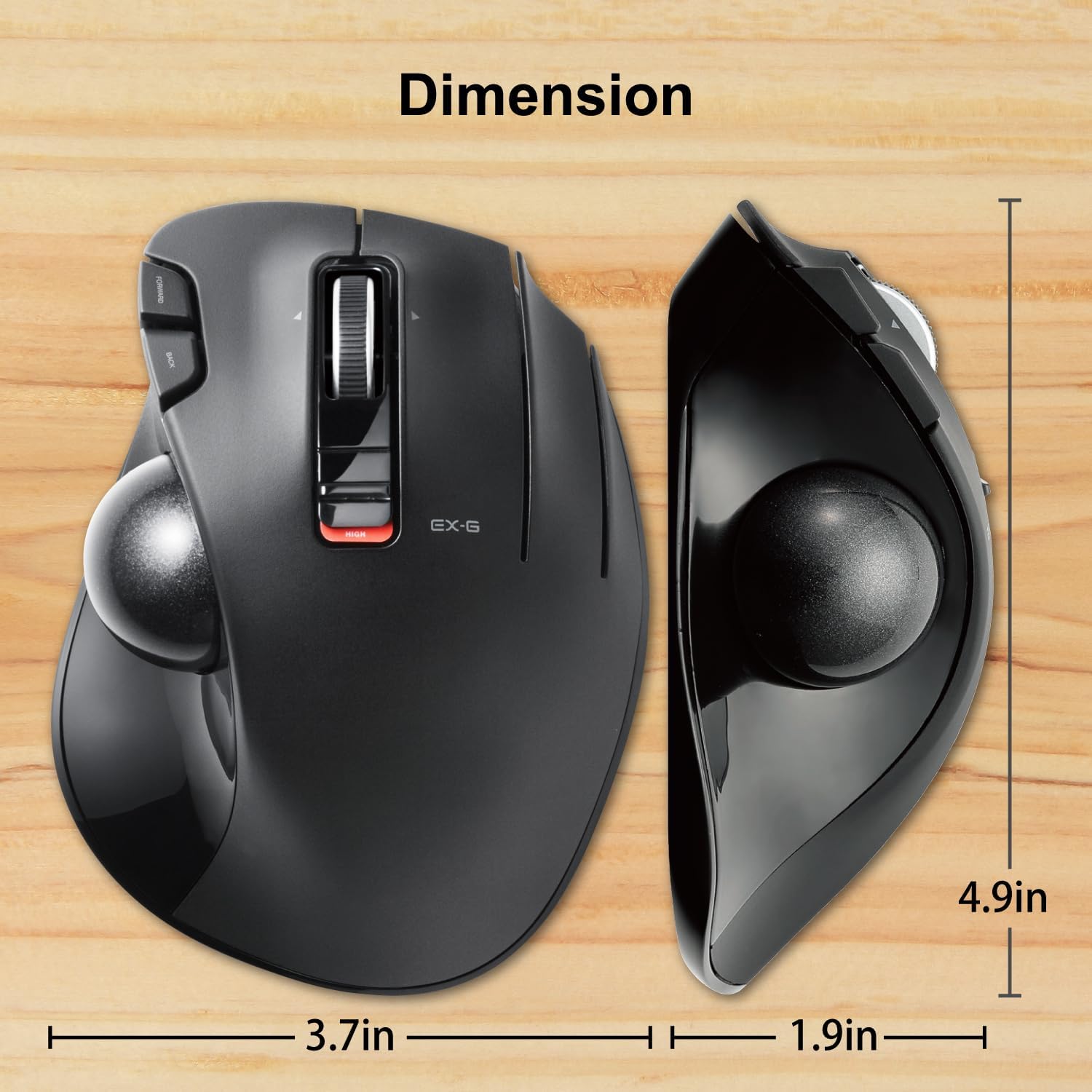 ELECOM Trackball Mouse 2.4GHz Wireless Thumb Control Sculpted Ergonomic Design 6-Button Function, Smooth Tracking, Windows11, macOS (M-XT3DRBK)-7