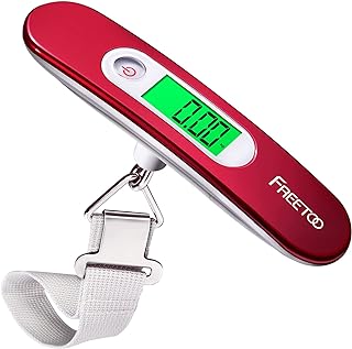 FREETOO Luggage Scale Portable Digital Weight Scale for Travel Suitcase Weigher with Tare Function 110 Lb/ 50Kg Capacity Red