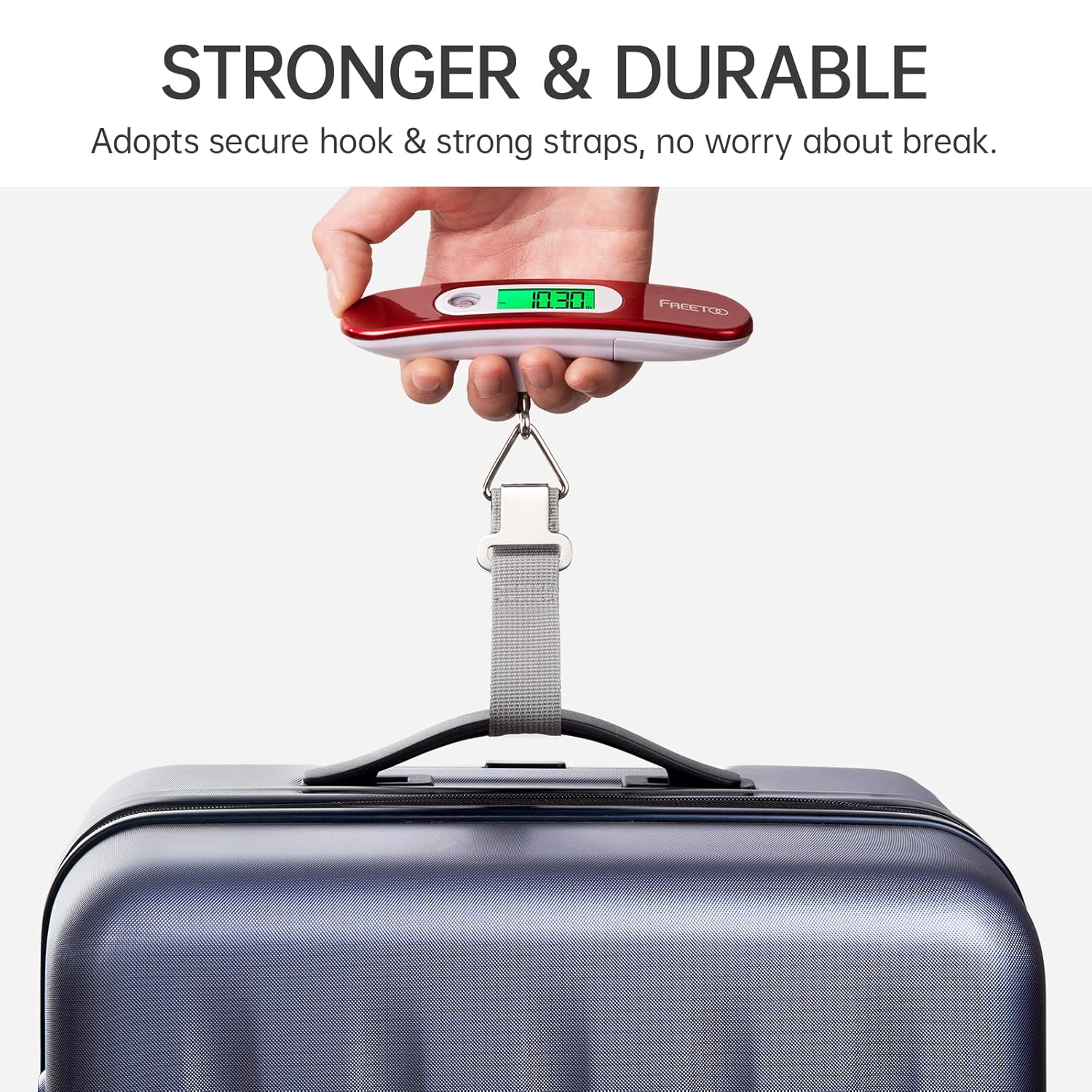 FREETOO Luggage Scale Portable Digital Weight Scale for Travel Suitcase Weigher with Tare Function 110 Lb/ 50Kg Capacity Red-3