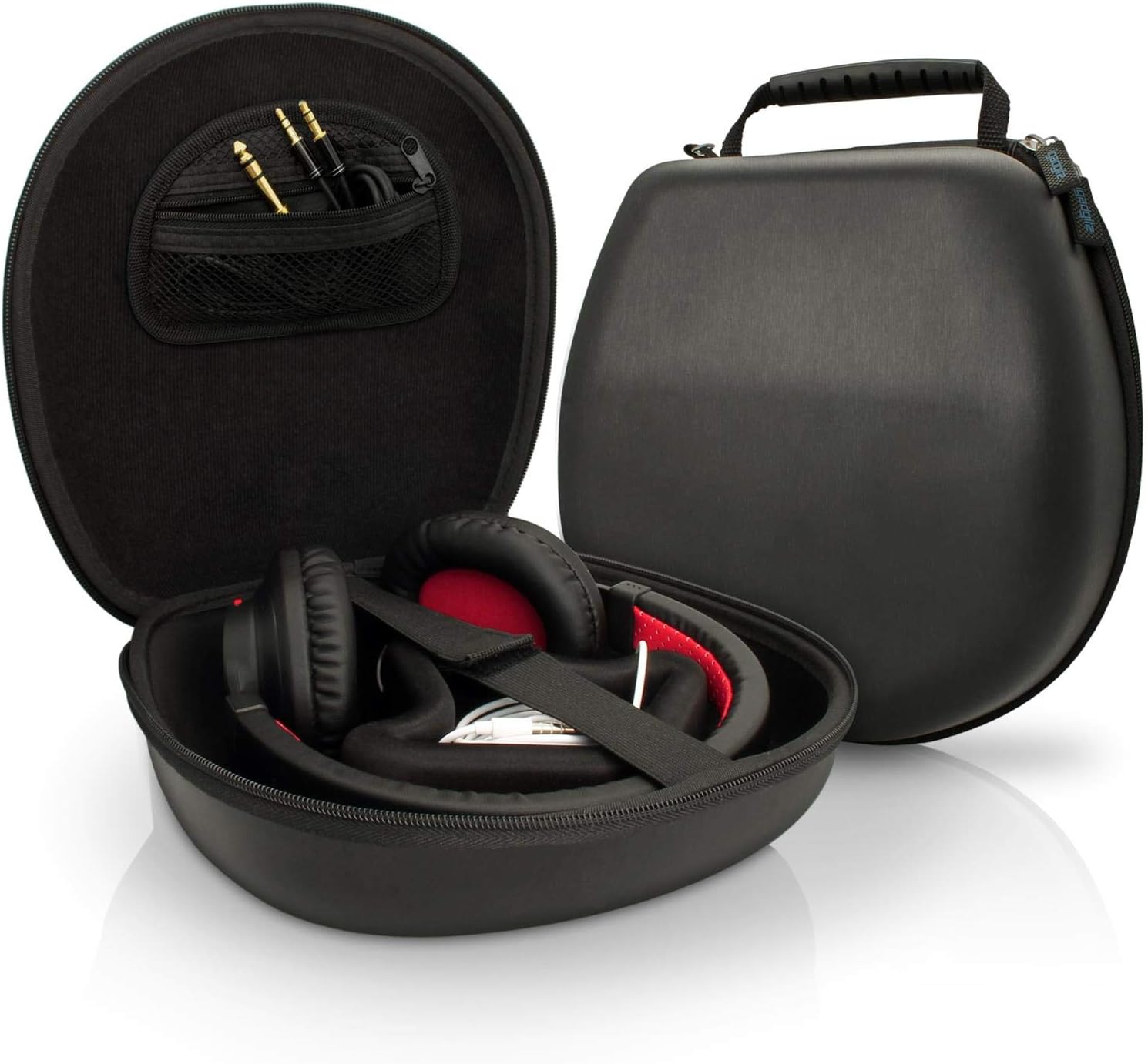 iGadgitz U3804 EVA Hard Case Cover Suitable for Fixed (Non-Folding) Headphones - Black-0