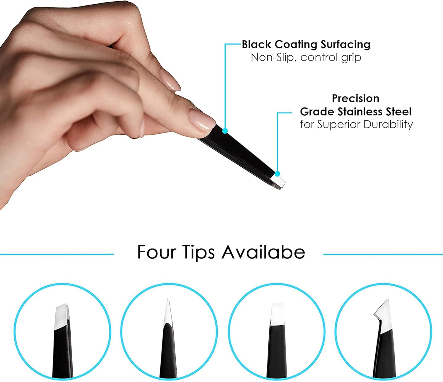 Candure Tweezers for Eyebrows - Professional Stainless Steel Slanted and Pointed Tip Hair Tweezers Set for Ingrown Hair, Blackhead Removal, Eyelash Extension, Eyebrows Plucking Beauty Tool for Women-1