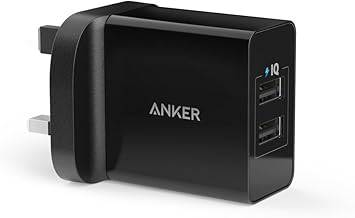 Anker USB Charger 4.8A/24W 2-Port USB Wall Charger and PowerIQ Technology for iPhone XS / XS Max / XR/ iPhone 8 / iPhone 8 Plus / iPhone X / iPhone 7 / 6 / 6 Plus, iPad Air 2 / mini 3, Galaxy Note 5/4, Nexus, HTC M9, Motorola, LG and More