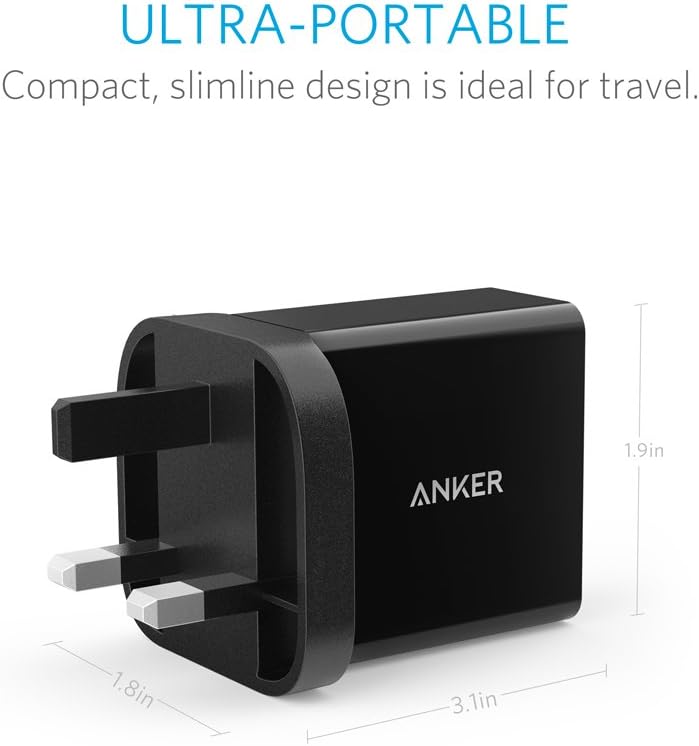 Anker USB Charger 4.8A/24W 2-Port USB Wall Charger and PowerIQ Technology for iPhone XS / XS Max / XR/ iPhone 8 / iPhone 8 Plus / iPhone X / iPhone 7 / 6 / 6 Plus, iPad Air 2 / mini 3, Galaxy Note 5/4, Nexus, HTC M9, Motorola, LG and More-3