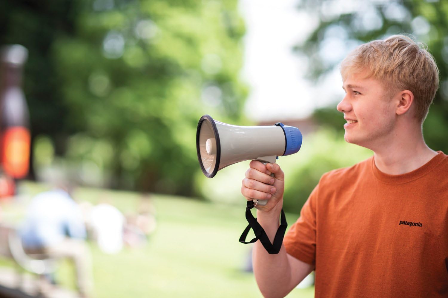 Portable Megaphone Speaker Siren Bullhorn - Compact and Battery Operated with 20 Watt Power, Microphone, 2 Modes, PA Sound and Foldable Handle for Cheerleading and Public Use-3