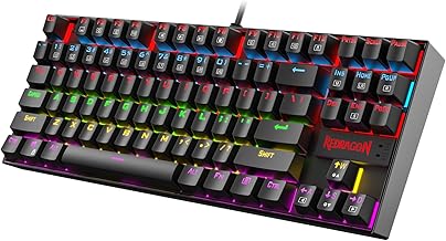 Redragon Mechanical Gaming Keyboard, LED Gaming Keyboard with Red Switches, 87 Full Anti-ghosting Keys, Unique Metal Rim for Windows Gaming PC - K552, Black