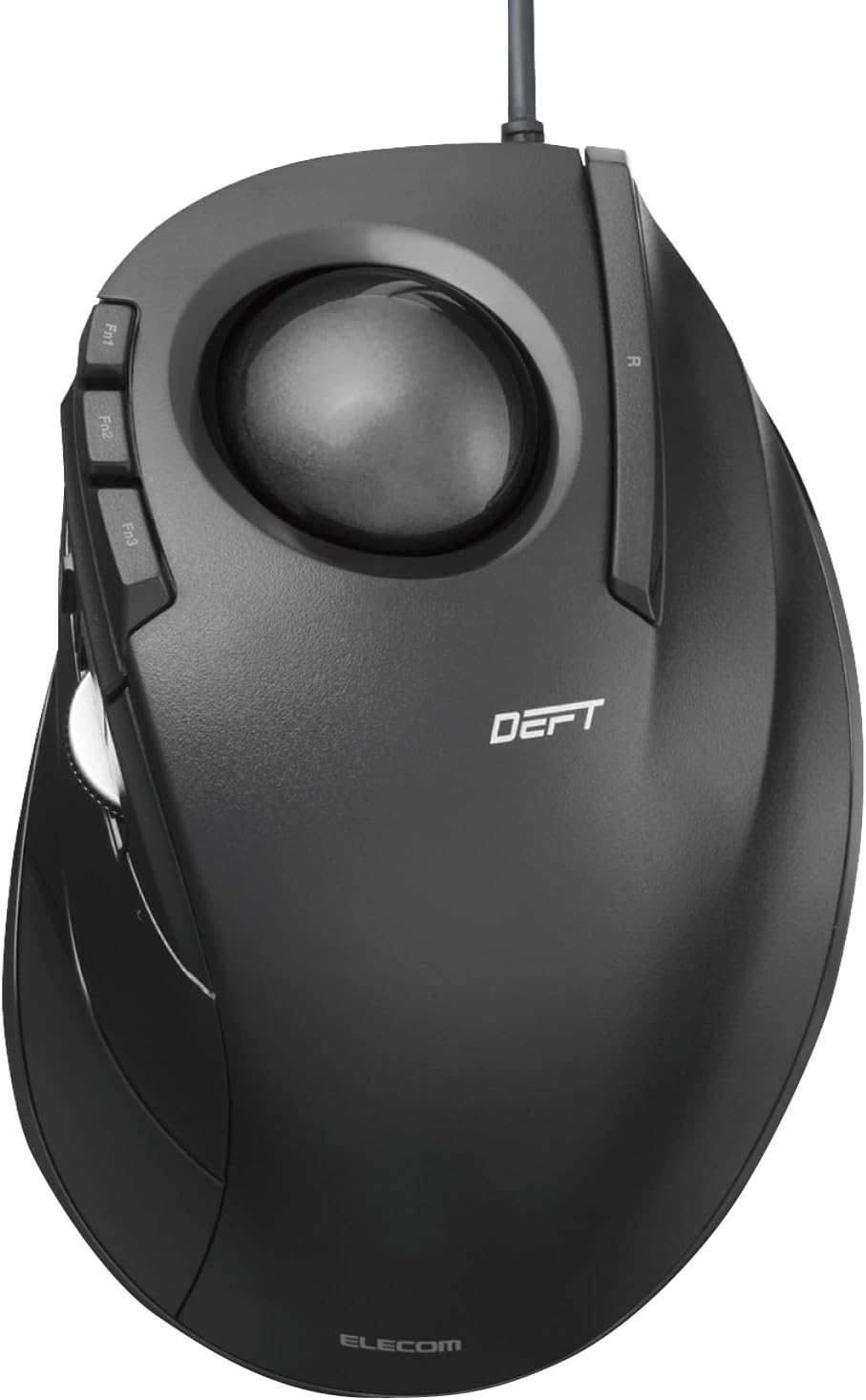 ELECOM DEFT Trackball Mouse, Wired, Finger Control, 8-Button Function with Smooth Tracking, Ergonomic Design, Windows11, macOS (M-DT2URBK)-0