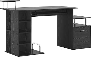 HOMCOM Computer Desk PC Workstation with Drawer Shelves CPU Storage Rack Home Office Furniture 152 x 60 x 88cm (BLACK)