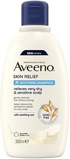 Aveeno Skin Relief Soothing Shampoo, With Soothing Oat, Suitable For very dry sensitive Scalp, Suitable for Thin & Fragile Hair, Soap Free, High Tolerance Formula, 300ml