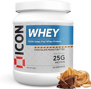 ICON Nutrition Whey Protein - Chocolate Peanut, 25g Protein and 5.6g BCCA Per Serving, High Protein Supplement for Muscle Recovery and Lean Muscle Building — 960g, 30 Servings