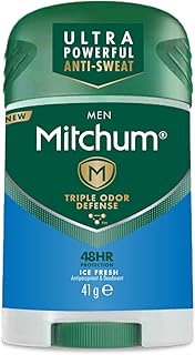 Revlon Mitchum Men Triple Odor Defense 48HR Protection Stick Deodorant & Anti-Perspirant, Ice Fresh, 41 g