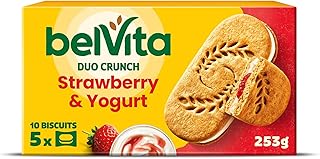 Belvita Duo Crunch Strawberry and yogurt Breakfast Biscuits OFFICIAL, Pack of 18 (50.6 g)