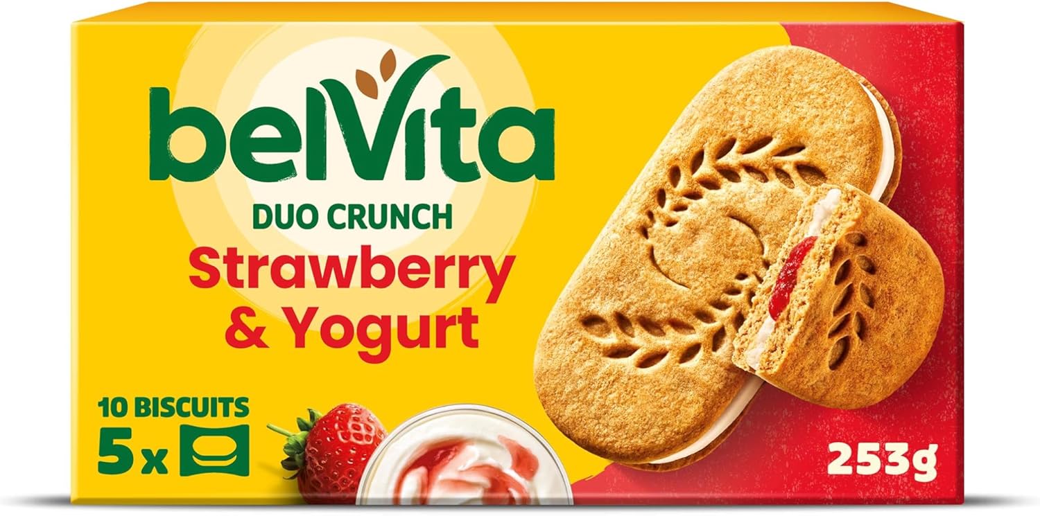 Belvita Duo Crunch Strawberry and yogurt Breakfast Biscuits OFFICIAL, Pack of 18 (50.6 g)-0