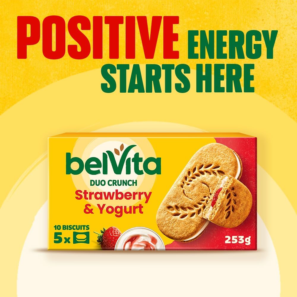 Belvita Duo Crunch Strawberry and yogurt Breakfast Biscuits OFFICIAL, Pack of 18 (50.6 g)-1