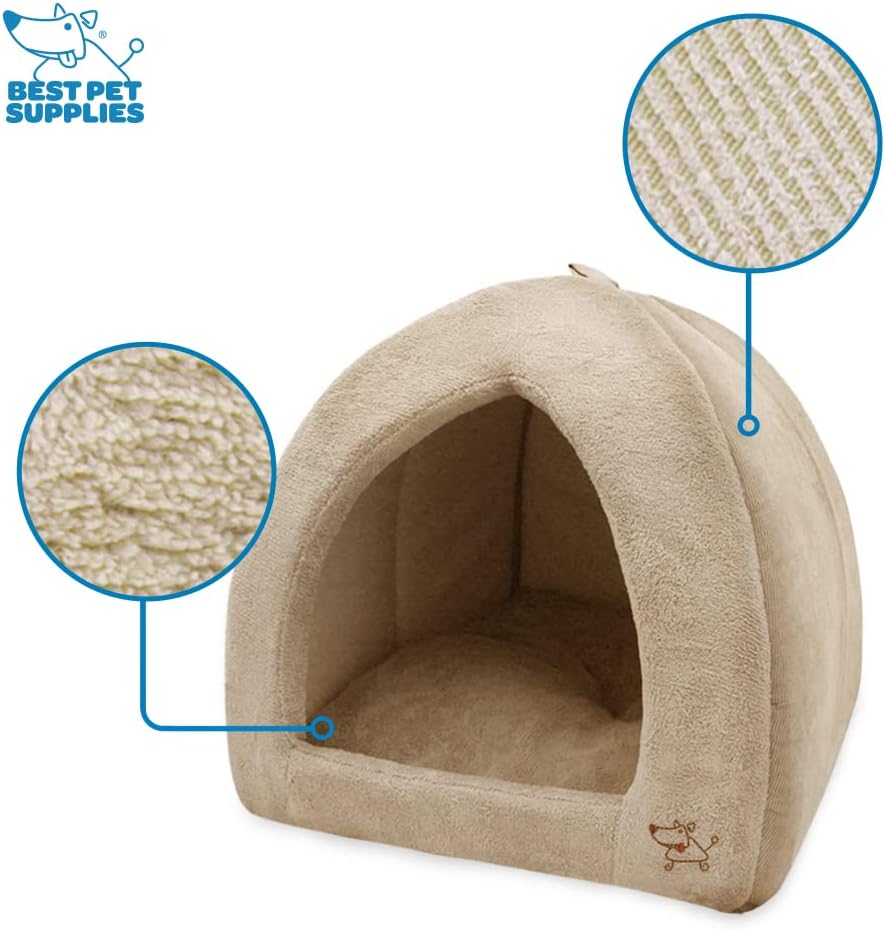 Best Pet Supplies Pet Tent-Soft Bed for Dog and Cat Tan, 18" x 18" x H:16"-3