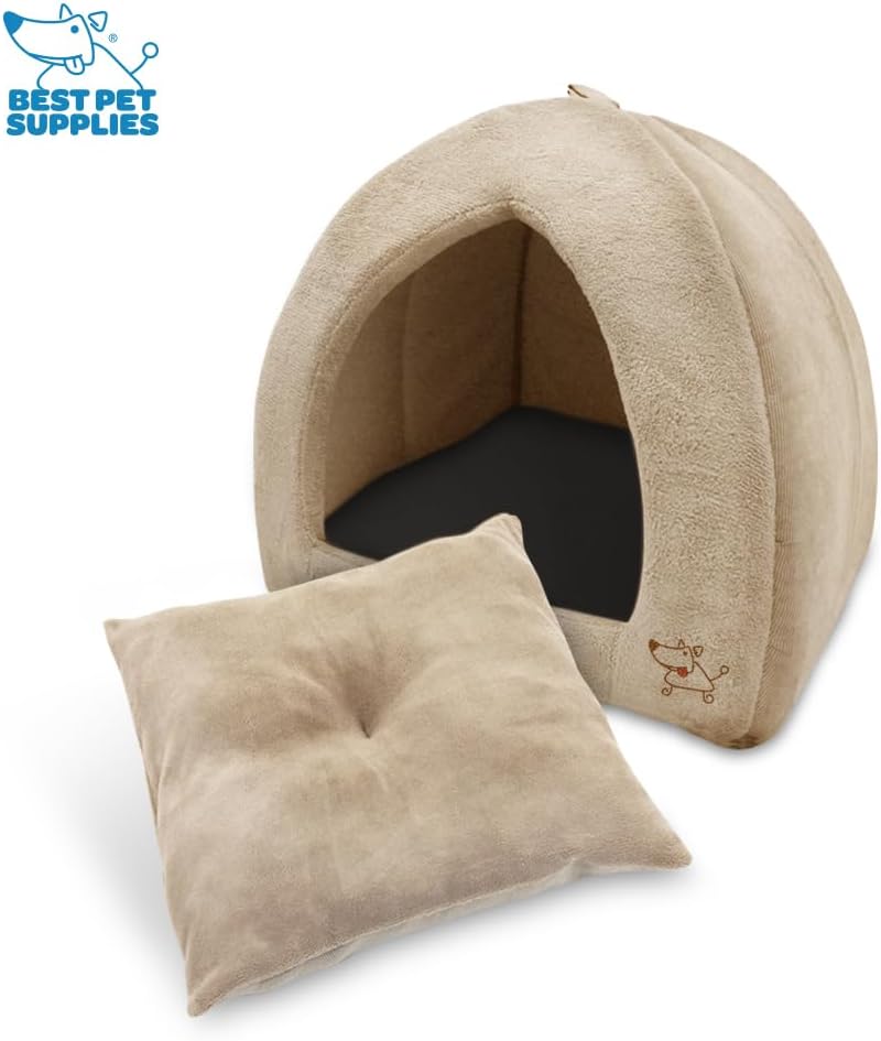 Best Pet Supplies Pet Tent-Soft Bed for Dog and Cat Tan, 18" x 18" x H:16"-4