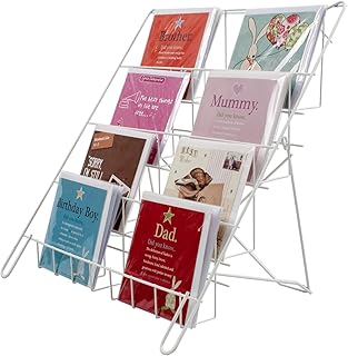 Metal Card Stand - Counter Standing Collapsible Card or Book Display in White (E8W)