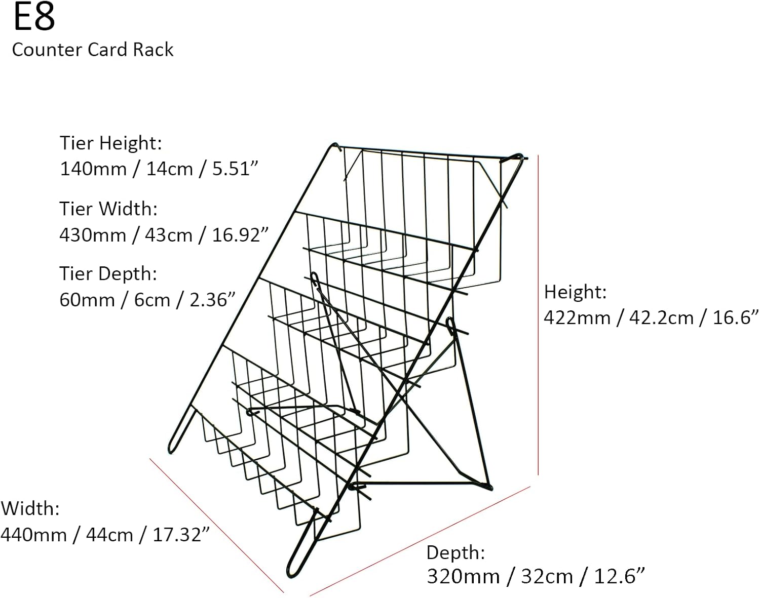 Metal Card Stand - Counter Standing Collapsible Card or Book Display in White (E8W)-3