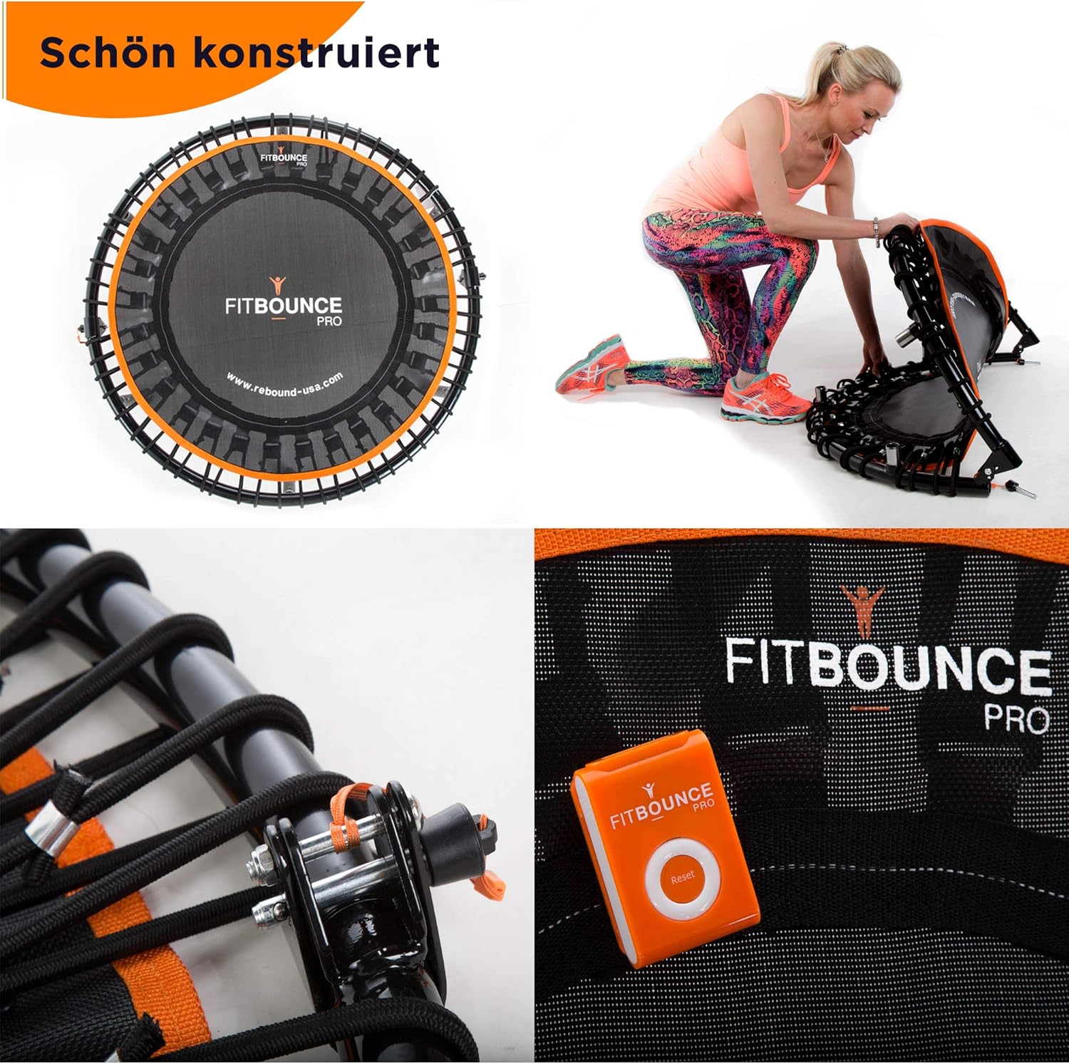 FIT BOUNCE PRO II Bungee Rebounder Mini Trampoline | Already Assembled | Half Folding, Silent & Beautifully Designed for Adults & Kids | Includes Storage Bag & Bounce Counter | Free Online Workouts-1