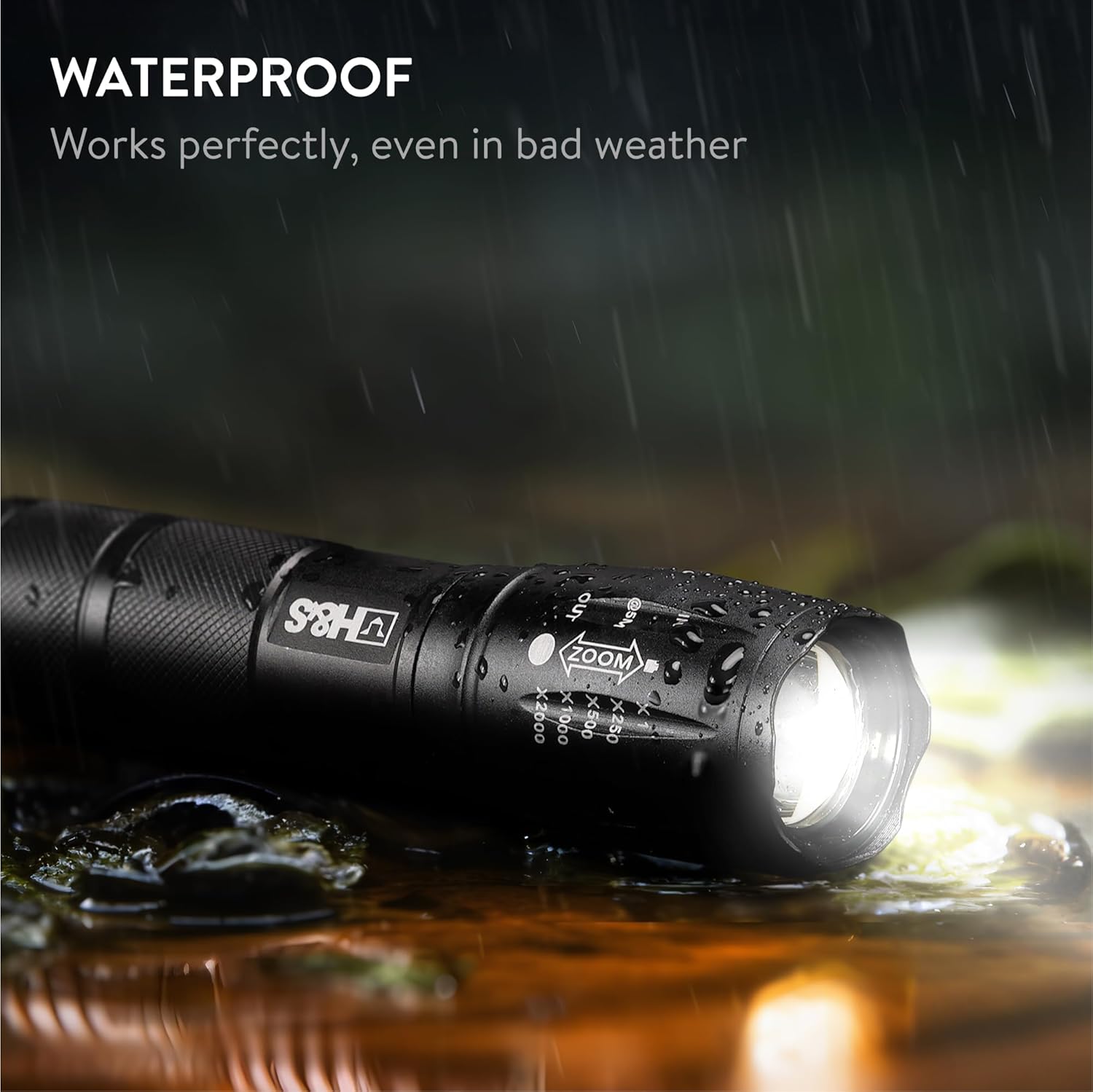 H&S T6 LED Super Bright Torch - Waterproof Tactical Flashlight with 5 Brightness Modes - Small Powerful Torches - AAA Batteries not Included-5