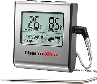 ThermoPro TP16 Digital Meat Cooking Thermometer with Stainless Steel Long Food Temperature Probe for Liquids, Oven, Smoker, BBQ, Candy, Oil, Deep Frying Thermometer with Timer Alarm