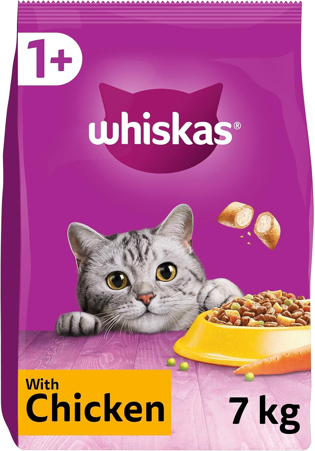 Whiskas 1+ Adult Chicken, Adult Dry Cat Food , 7 kg ( Pack of 1)-0