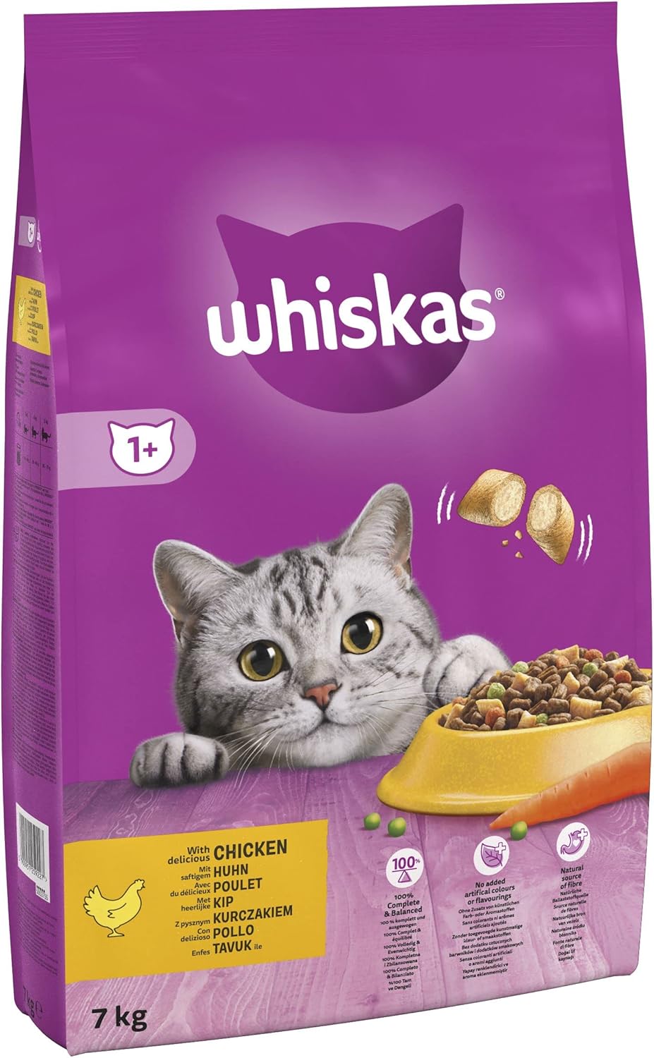 Whiskas 1+ Adult Chicken, Adult Dry Cat Food , 7 kg ( Pack of 1)-1