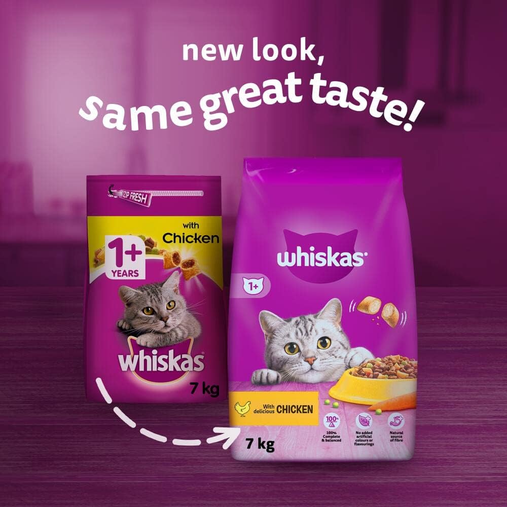 Whiskas 1+ Adult Chicken, Adult Dry Cat Food , 7 kg ( Pack of 1)-2