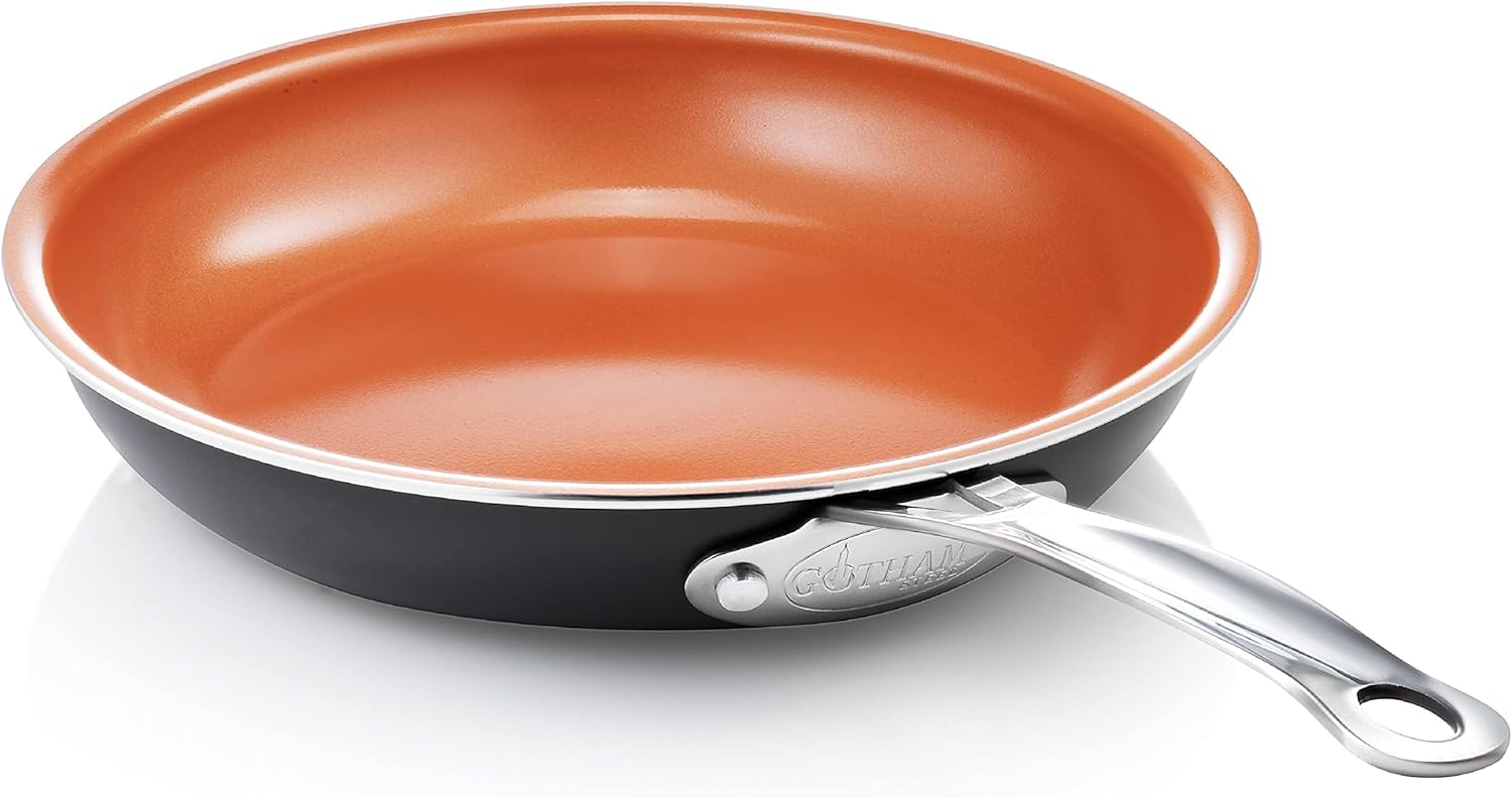 Gotham Steel 9.5” Frying Pan, Nonstick Copper Frying Pans with Durable Ceramic Coating, Nonstick Frying Pans, Nonstick Skillet, Copper Pans Nonstick, Egg Pan, Omelet Pan Cookware 100 Percent PFOA Free-0