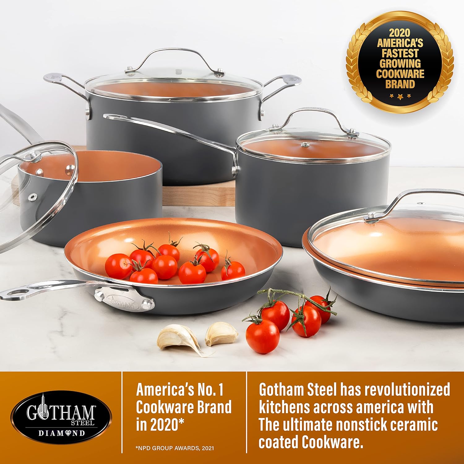 Gotham Steel 9.5” Frying Pan, Nonstick Copper Frying Pans with Durable Ceramic Coating, Nonstick Frying Pans, Nonstick Skillet, Copper Pans Nonstick, Egg Pan, Omelet Pan Cookware 100 Percent PFOA Free-1