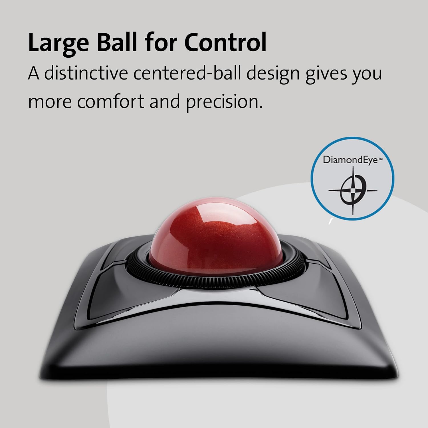 Kensington Expert Mouse - Wireless Ergonomic TrackBall Mouse for PC, Mac and Windows with Ambidextrous Design, Optical Tracking, Scroll Ring & 55 mm Ball – Red (K72359WW)-3