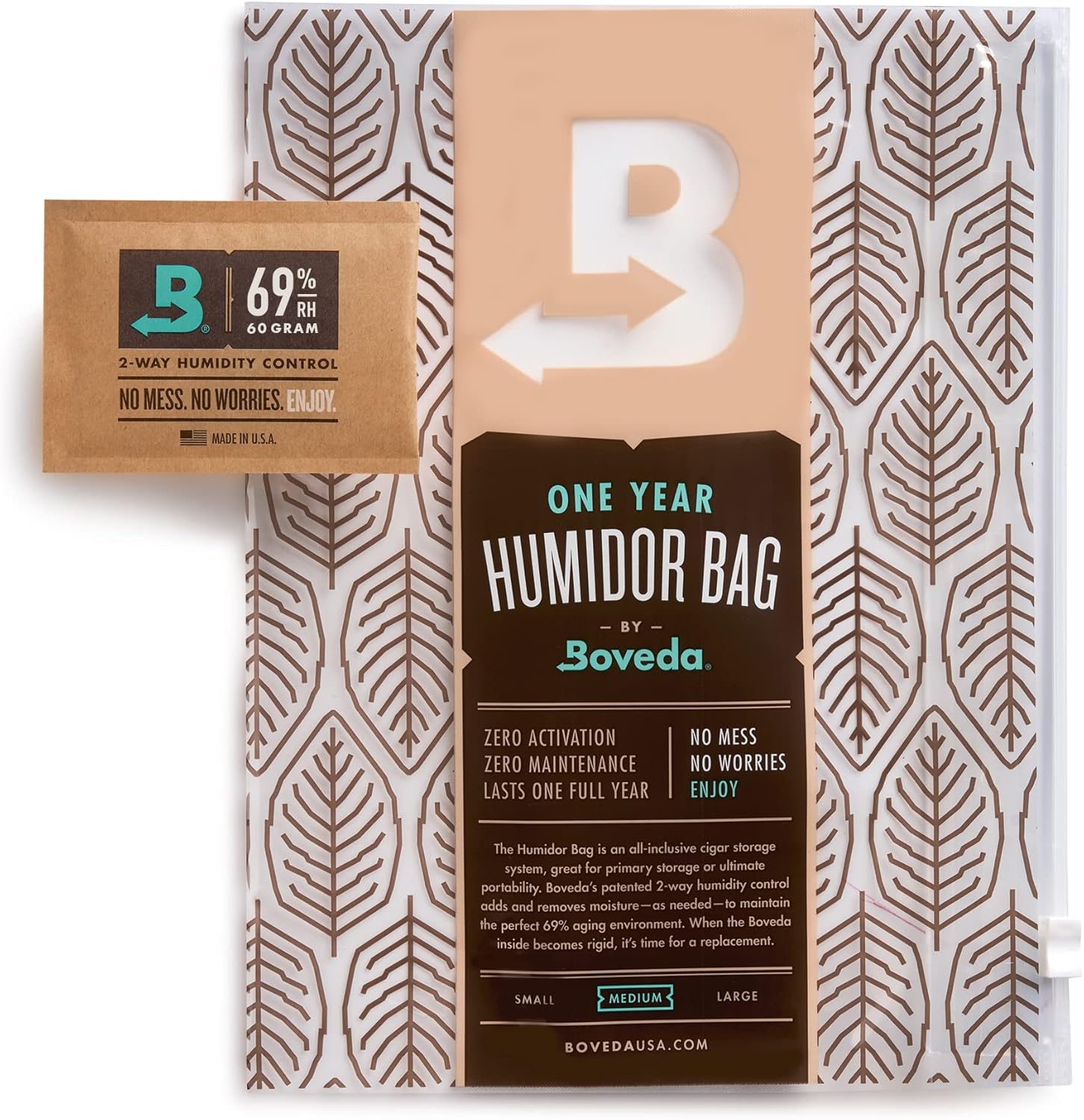 Boveda for Cigars | Medium Humidor Bag | Preloaded with 69% RH 2-Way Humidity Control | Cigar Storage for 10-15 Cigars | 1-Count-0