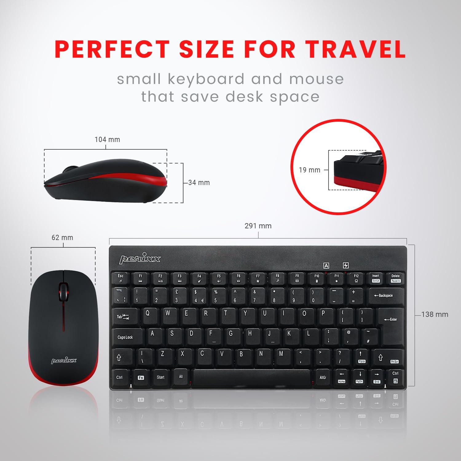 perixx PERIDUO-712 Wireless Mini Keyboard and Mouse Combo - AES 128 Bit - Black - UK Layout-1