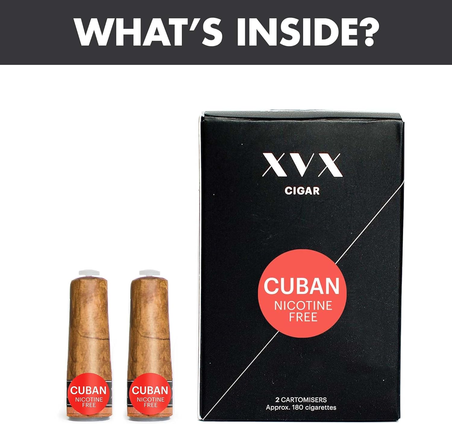 XVX Cigar Refill - Electronic Cigar Refill - Cuban Cigar Flavour - 1800 Puffs Per 2 Pack - 900 Puffs Per Cartridge - E Cigarette - E Cigarettes Shisha - Nicotine Free-1