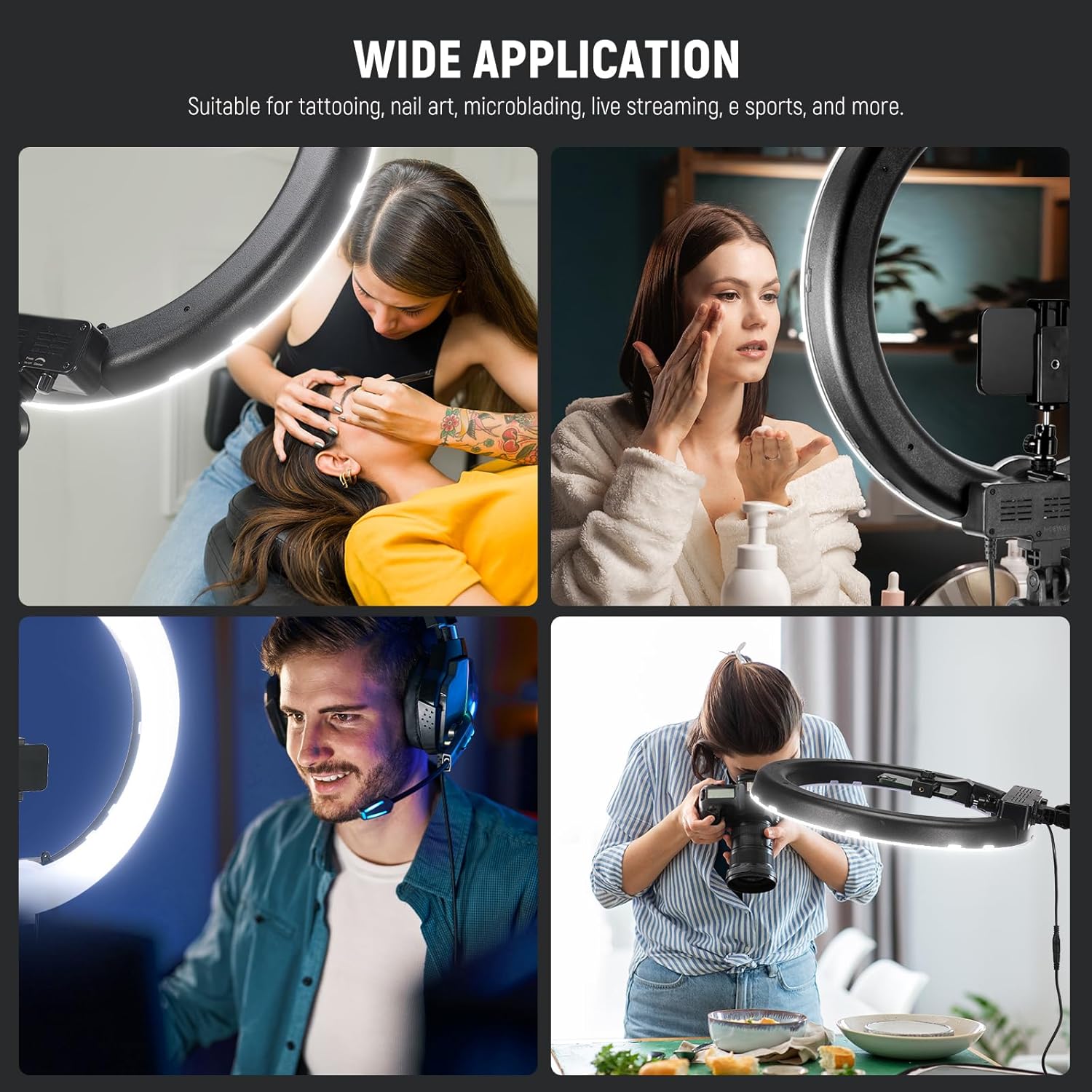 NEEWER Ring Light Kit: 18"/45cm Outer 55W 5600K Dimmable LED Ring Light, Light Stand, Carrying Bag for Camera, Smartphone, YouTube, TikTok, Self Portrait Shooting, Black-7