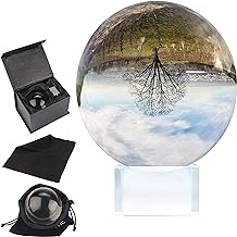 Belle Vous K9 Crystal Ball 100mm - 10cm Photography Ball with Crystal Stand, Velvet Pouch, Microfiber Cloth and Gift Box - Clear Lens Sphere for Photos - Glass Ball Globe also for Meditation & Healing