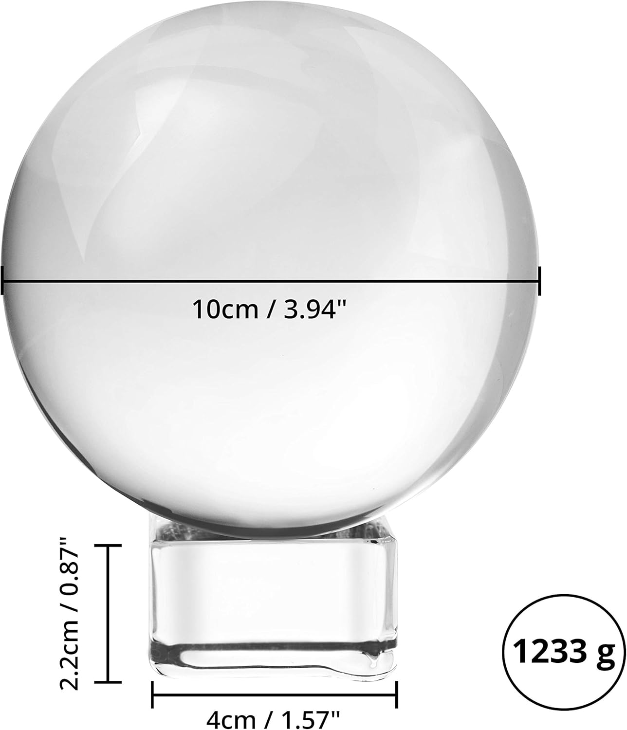 Belle Vous K9 Crystal Ball 100mm - 10cm Photography Ball with Crystal Stand, Velvet Pouch, Microfiber Cloth and Gift Box - Clear Lens Sphere for Photos - Glass Ball Globe also for Meditation & Healing-1