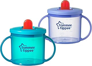 Tommee Tippee Free Flow Trainer Cup with Handles, BPA-Free, 6oz, 2 Count (Designs May Vary)