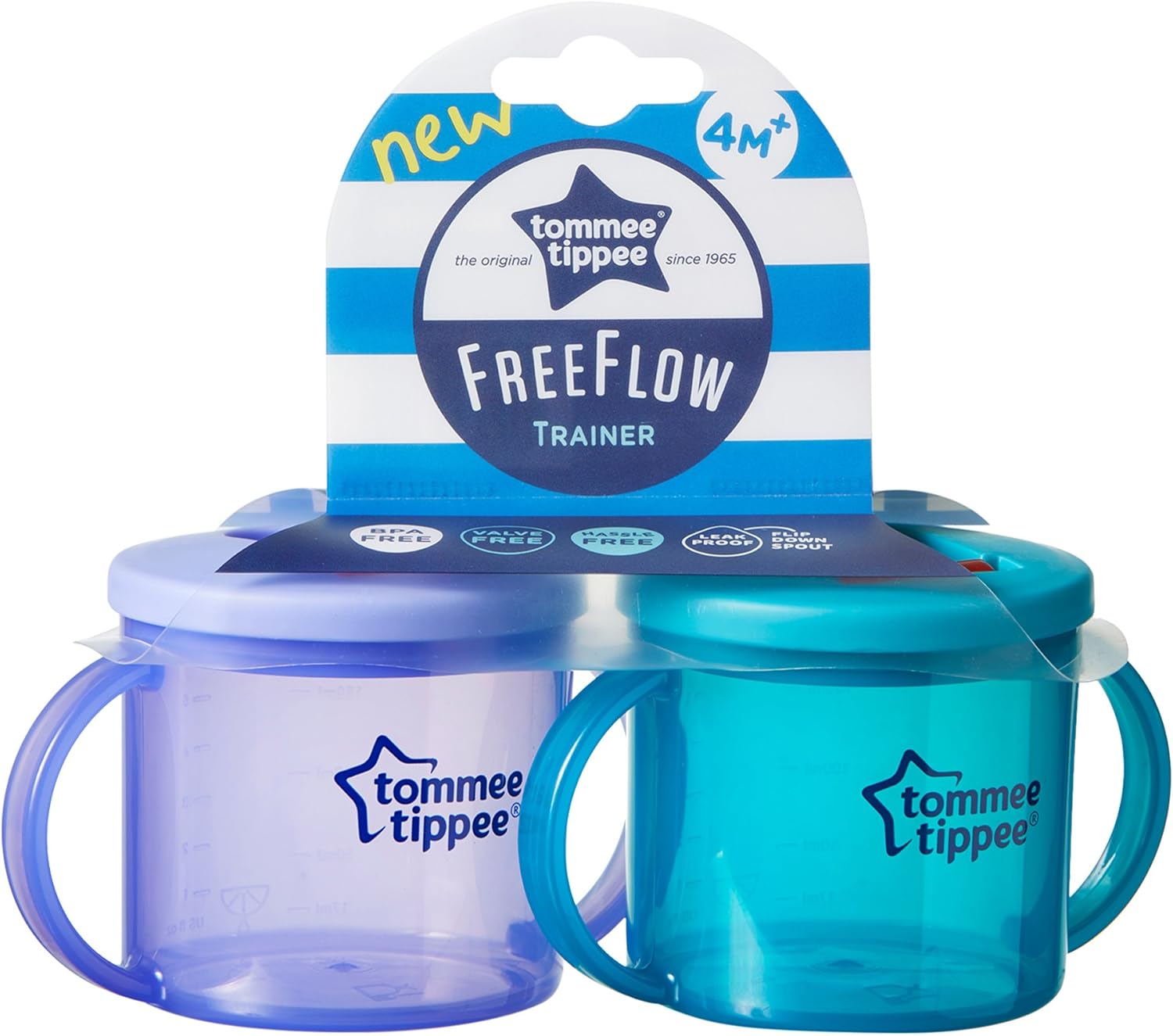 Tommee Tippee Free Flow Trainer Cup with Handles, BPA-Free, 6oz, 2 Count (Designs May Vary)-1