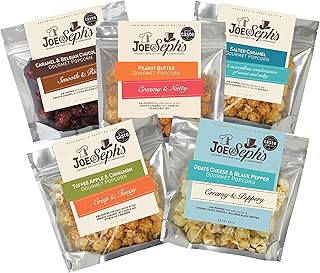 Joe & Seph's Bestsellers Popcorn Tasting Box (5x30g) |gourmet popcorn, air-popped popcorn, 5 flavours, gifts for men and women, selection box, popcorn for a party, movenight snacks