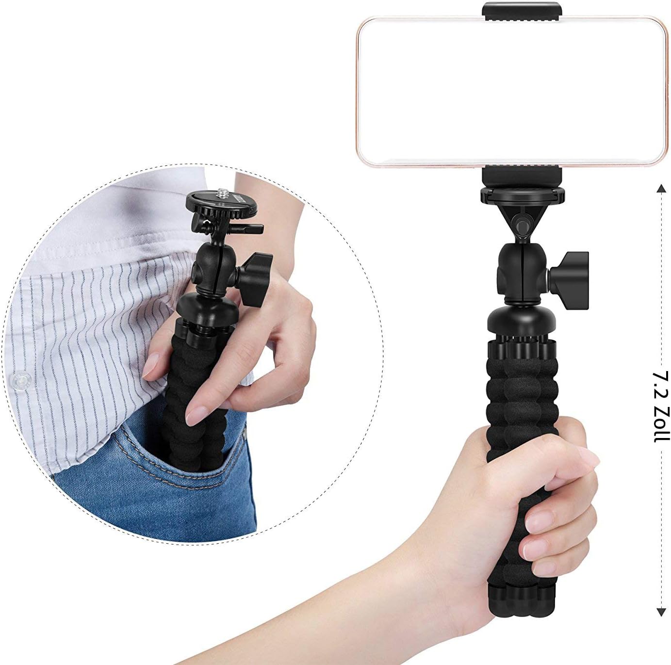 Ailun Phone Camera Tripod Mount/Stand Compact Phone Holder, Compatible for iPhone 15/14/13/12/11 and More Cellphone & Camera-2