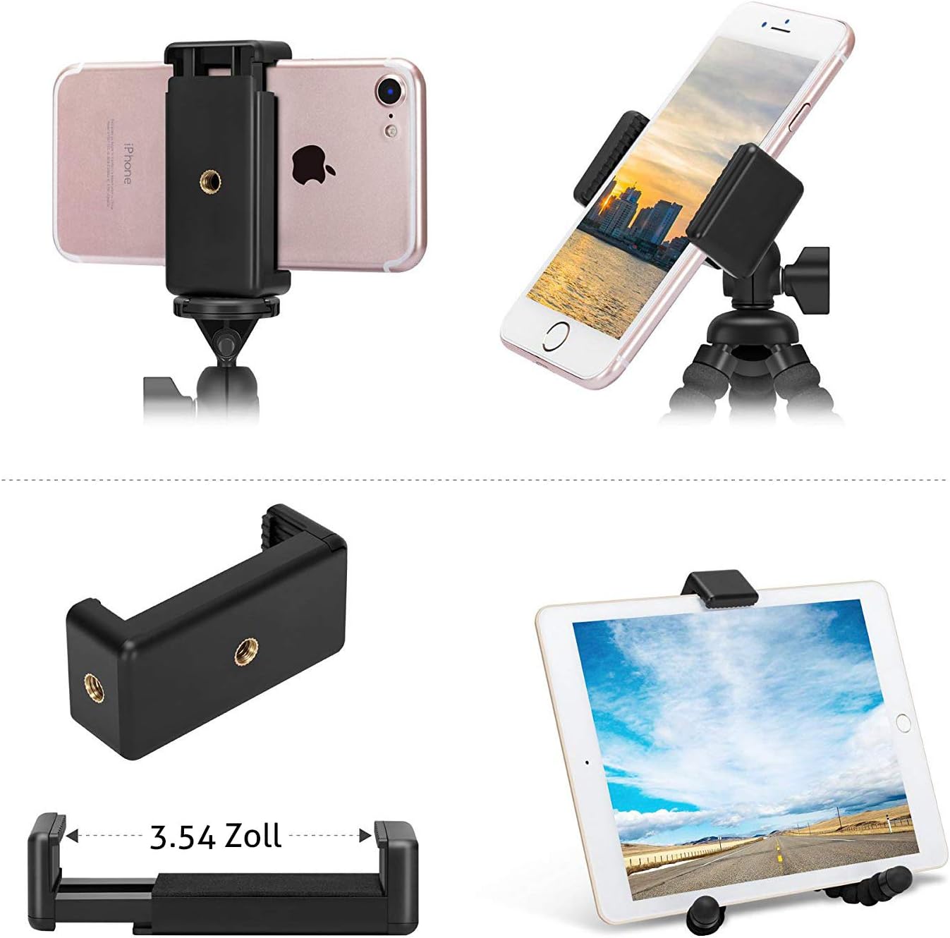 Ailun Phone Camera Tripod Mount/Stand Compact Phone Holder, Compatible for iPhone 15/14/13/12/11 and More Cellphone & Camera-4